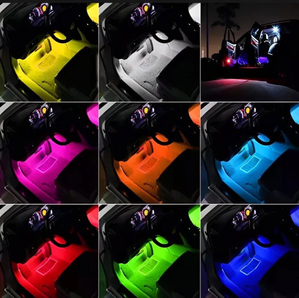 RGB LED Car & Motorcycle Interior Strip Lights – 48 LED 5050 SMD Bluetooth Ambient Lighting Kit (12W)