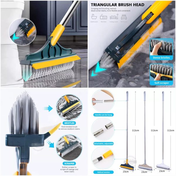 Multipurpose Floor Cleaning Brush – 2-in-1 Scrubber with Rotatable Head for Bathroom & Tiles