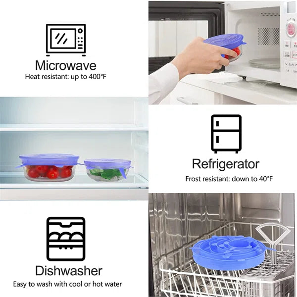 6pcs Silicone Suction Lids – Universal Spill Stopper Covers for Bowls, Pots & Pans