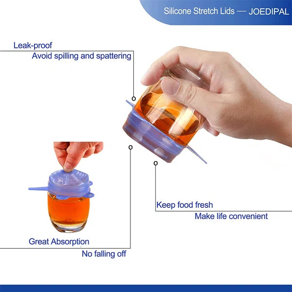 6pcs Silicone Suction Lids – Universal Spill Stopper Covers for Bowls, Pots & Pans
