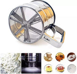 Stainless Steel Flour Sifter – Double Layer Fine Mesh Baking Sieve with One-Hand Press Crank for Sugar & Cake Powder