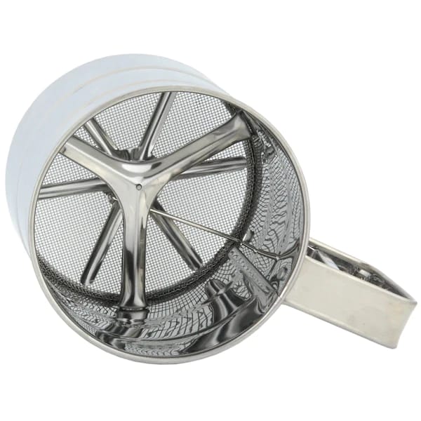 Stainless Steel Flour Sifter – Double Layer Fine Mesh Baking Sieve with One-Hand Press Crank for Sugar & Cake Powder