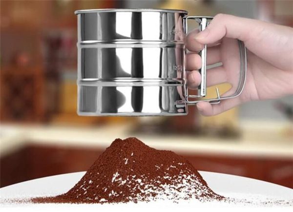 Stainless Steel Flour Sifter – Double Layer Fine Mesh Baking Sieve with One-Hand Press Crank for Sugar & Cake Powder