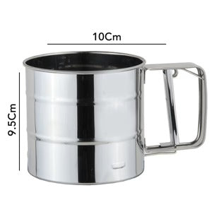 Stainless Steel Flour Sifter – Double Layer Fine Mesh Baking Sieve with One-Hand Press Crank for Sugar & Cake Powder