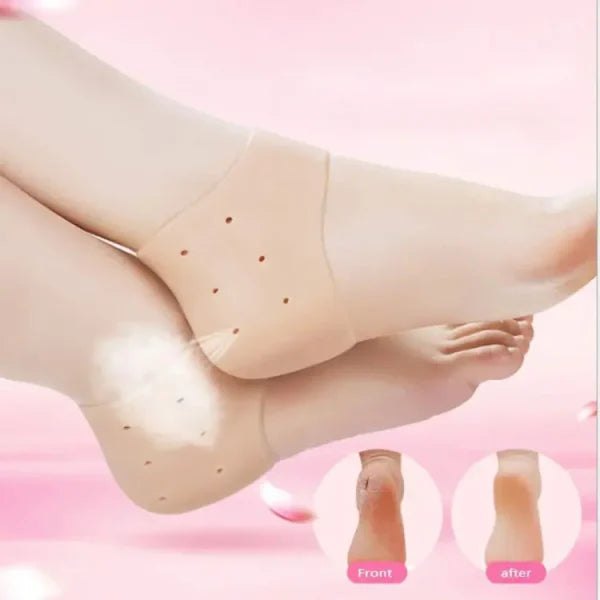 Pair of Anti-Crack Silicone Heel Protectors – Pain Relief Half Heel Pads for Cracked Heels (Unisex)
