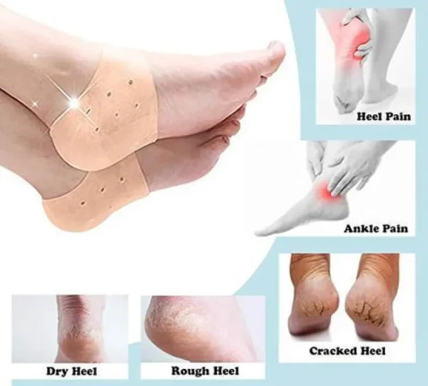 Pair of Anti-Crack Silicone Heel Protectors – Pain Relief Half Heel Pads for Cracked Heels (Unisex)