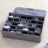 Socks & Underwear Drawer Organizer – 24 Cell Foldable Closet Divider Storage Box (Grey Color)