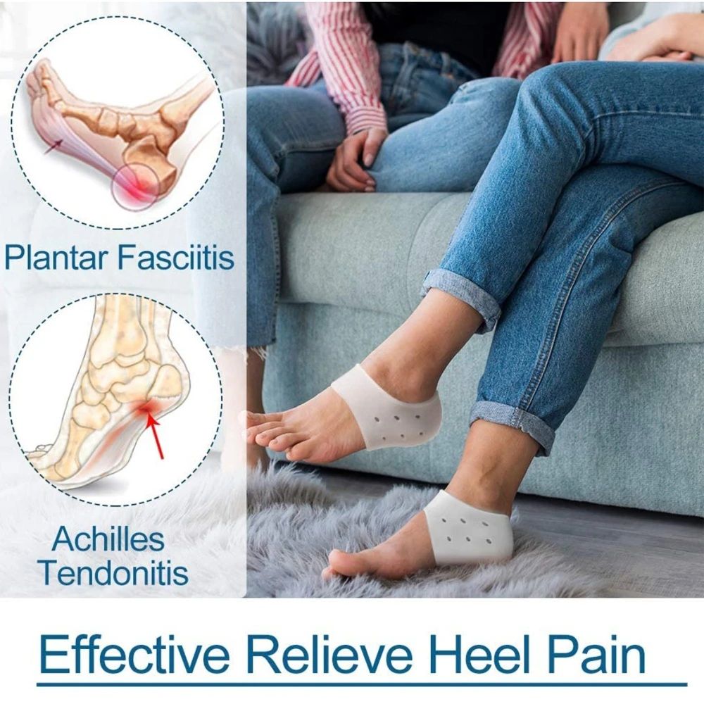 Pair of Anti-Crack Silicone Heel Protectors – Pain Relief Half Heel Pads for Cracked Heels (Unisex)