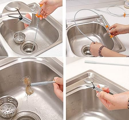 Stainless Steel Drain Cleaner Stick – 90cm Hair Catching Wire Spring for Sink & Bathroom Clogs