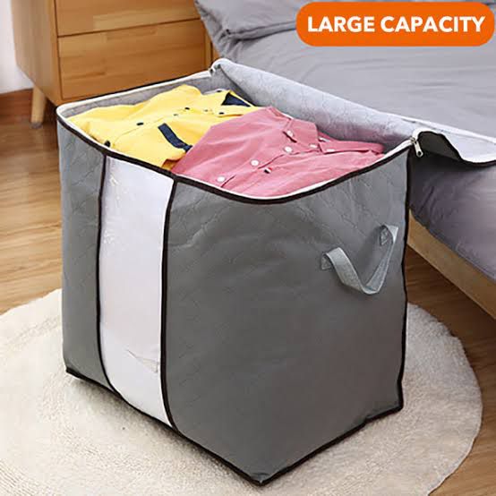 Foldable Blanket Storage Bag Organizer – Large‑Capacity Cloth Wardrobe Box, 1 Pc (Random Color)