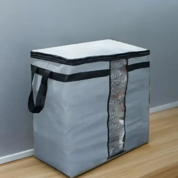Foldable Blanket Storage Bag Organizer – Large‑Capacity Cloth Wardrobe Box, 1 Pc (Random Color)