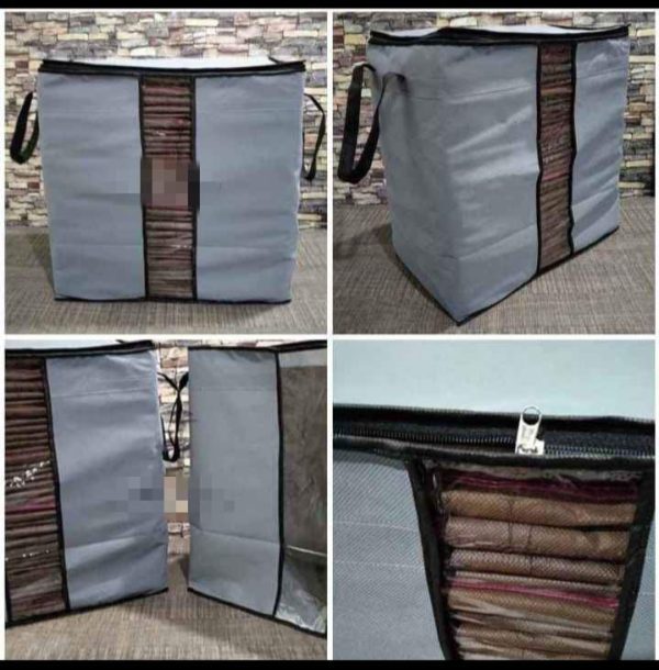 Foldable Blanket Storage Bag Organizer – Large‑Capacity Cloth Wardrobe Box, 1 Pc (Random Color)