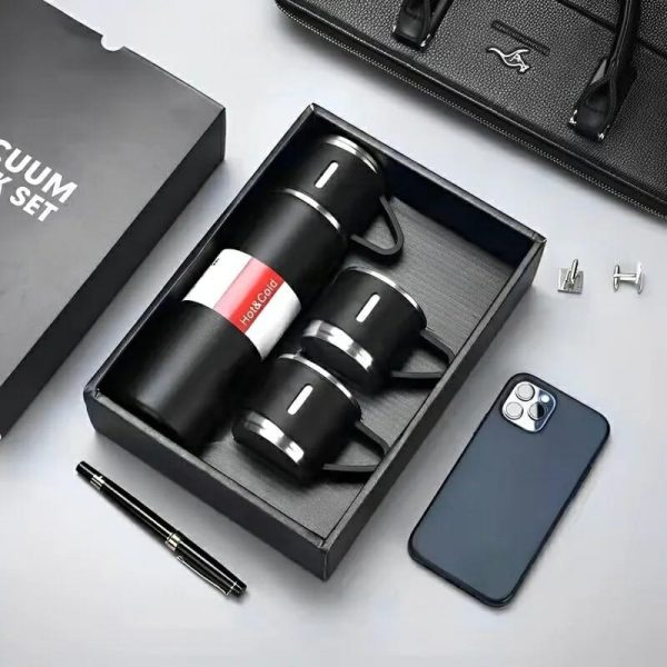 Stainless Steel Vacuum Flask Bottle & Cup Set – Insulated Thermal Flask for Hot & Cold Drinks