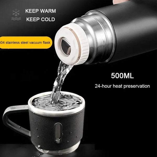 Stainless Steel Vacuum Flask Bottle & Cup Set – Insulated Thermal Flask for Hot & Cold Drinks